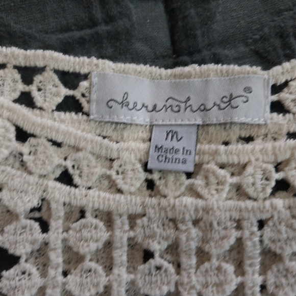 KEREN HART Women Size M Crochet Cream Lace Top - Picture 6 of 16